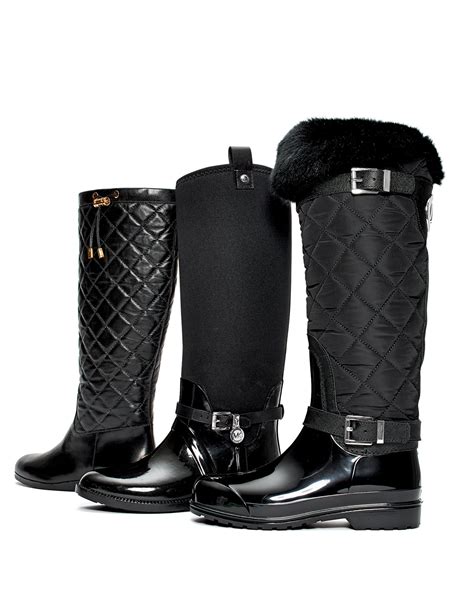 michael kors quilted black boots with gold on heels|michael kors black suede boots.